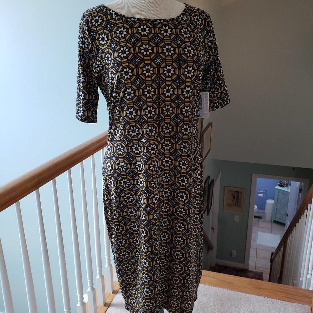 Lularoe Black Gold Geometric Floral Julia L NWT